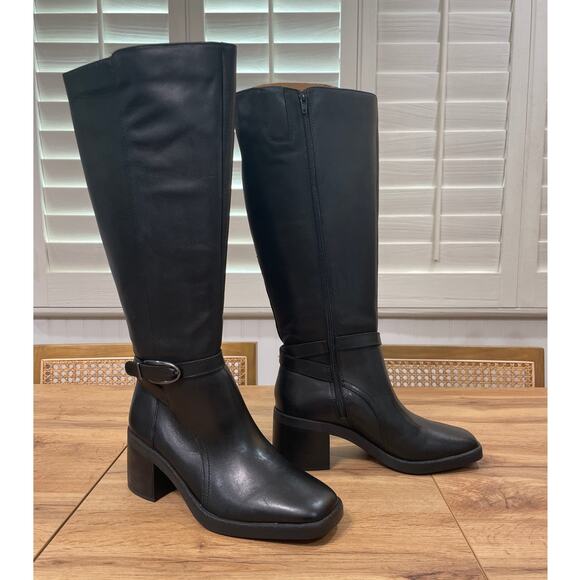Naturalizer Womens Elliott Knee High Boots Black Leather Size 8.5 NWOB Wide Calf - Picture 2 of 11